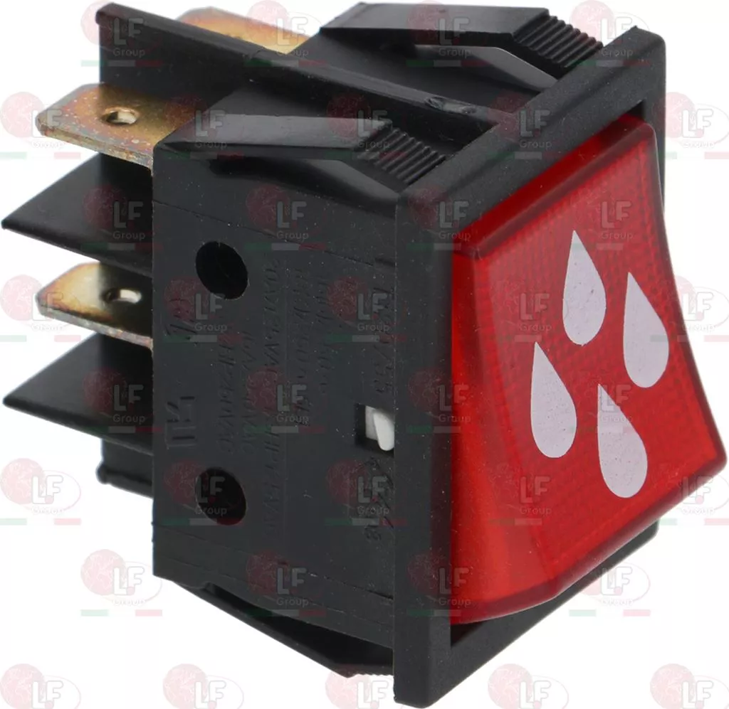 Switch 2-Poles Red 16A 250V